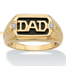 1/4Ct Round Lab Created Diamond Mens Band "DAD" Gift Ring 14k Yellow Gold Plated