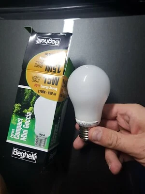 LAMPADINA RISPARMIO ENERGETICO BEGHELLI 50451 MINI GOCCIA 15W E27 2700K  - Immagine 1 di 3