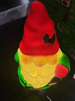 Holiday Time 11” Blow Mold Gnome Tabletop Christmas Decor Light Up NEW