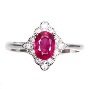 925 Sterling Silver Ring Oval Ruby 7x5mm Gemstone Jewelry Size 8 - Picture 1 of 9
