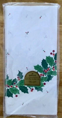 VTG HALLMARK Large Paper Table Cover, Christmas Holly Garland, 54” X 102”, NEW! - Image 1 of 3