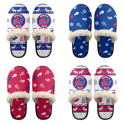 Buffalo Bills Christmas Slipper Warm Fleece Slipper House Slippers Indoor Gift Cover