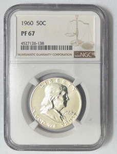 1960 NGC PF67 Franklin Half Dollar 50c US Mint Silver Proof Coin 1960-P PF67  - Picture 1 of 5