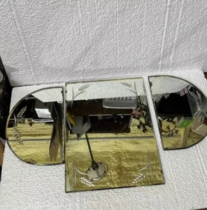 antique etched vanity mirror 3 piece - Picture 1 of 13