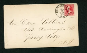 U S Cover to Jersey City NJ 1891 West Hoboken Postmark - Picture 1 of 2