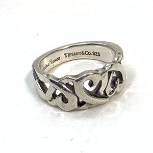Tiffany & Co Loving Hearts Sterling Silver 925 Paloma Picasso Band Ring Sz 6.25 - Picture 1 of 6
