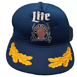 Miller Lite Mesh Snapback Cap Hat Trucker Scrambled Eggs Blue Beer 1980s - Picture 1 of 9