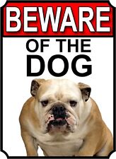 Metal Gate Sign Plate Beware Of The Dog Bulldog  150mm x 200mm 1119H1