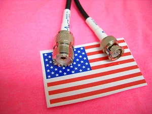BNC male to PL-259 SO239  Female Jack jumper pigtail Cable RG58 6' MADE IN USA - Picture 1 of 2