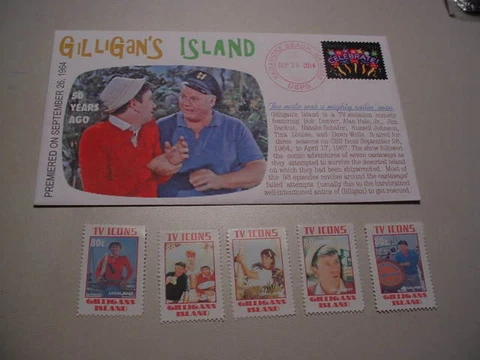 5-GILLIGANS ISLAND TV ICONS  LOCAL POST STAMPS & COVER  Rare !!!  (MNH) Cover
