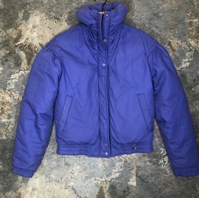Chaqueta acolchada de esquí Obermeyer vintage para mujer 6 cristales relleno púrpura bombardero Foto 1 de 4