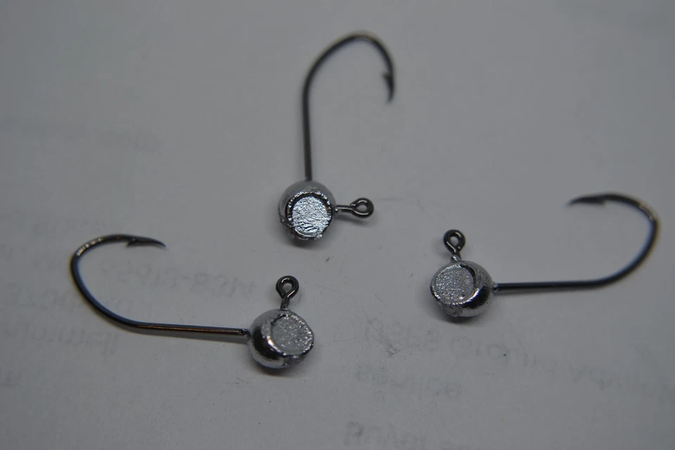 JASONS TACKLE 1/32 TEXAS MINNOW JIG HEAD #6 BLACK MUSTAD SICKLE JIG TYING 100