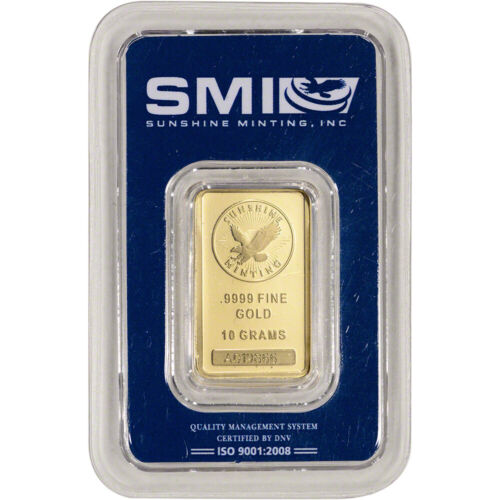 10 gram Smi Gold Bar - Sunshine Minting - .9999 Fine in Sealed Assay