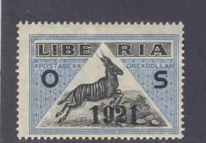 Liberia 1921, $1 antelope official overprinted 1921, MINT #O138 - Picture 1 of 2