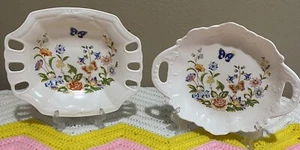 2 AYNSLEY COTTAGE GARDEN DEKORATIVE FLACHE SCHALEN / TABLETT FEINES BONE CHINA ENGLAND - Bild 1 von 8