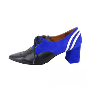 CHIE MIHARA Schuhe Pumps Ankle Boots Leder Schwarz Weiß Blau Gr 40 QUENDO Neu - Bild 1 von 10