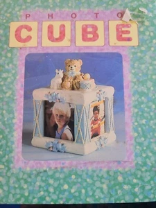 1992 Terragrafics Resin Baby Boy Photo Cube with Tebby Bear, Drum and Friends - Picture 1 of 5