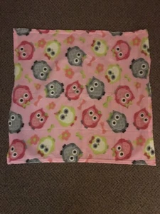 Le Bebe Owl Baby Blanket Pink Flowers Thin Fleece Favorite 30” X 30” HTF - Picture 1 of 11