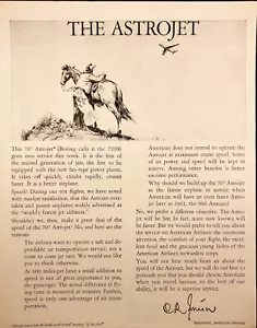 1961 American Airlines Vintage Print Ad 707 Astrojet Observed Cowboy Horse - Picture 1 of 1