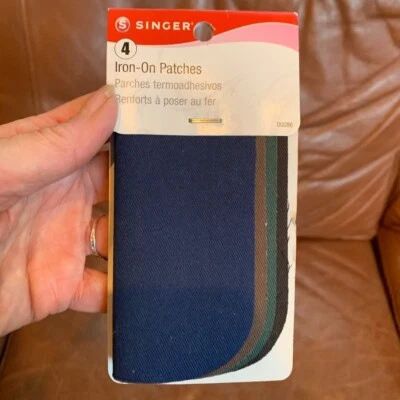 NEW Singer Notions 00086 Iron-On Patches 5"X5" 4/Pkg-Dark Assortment - Image 1 of 4