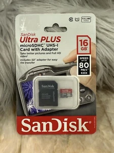Sandisk Ultra Plus MicroSDHC - UHS-I Card With adapter 16GB - Picture 1 of 2