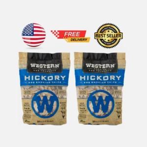 2er Pack Western Premium BBQ Produkte Hickory BBQ Räucherchips, 180 Cu in - Bild 1 von 9