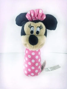 Disney Baby Minnie Mouse Pink Polka Dot Hand Rattle Plush 6" - Picture 1 of 3