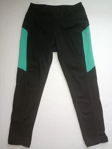Danskin NowSize Xs 4-5 girls' black capri leggings with green side stripes, Pre - Picture 1 of 8