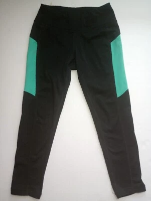 Danskin NowTalla Xs 4-5 Niñas Negro Capri Leggings con Rayas Laterales Verdes, Pre Foto 1 de 4