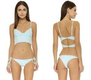 Tori Praver Swimwear Jess Bikini Top + Bottom 2pc Set SEAGLASS Tankini Tie NEW - Picture 1 of 12