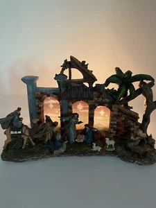 Vintage Kurt Adler Krippe Kerze beleuchtet Harz tolle Details in einem Stück Hinweis Fehler - Bild 1 von 12