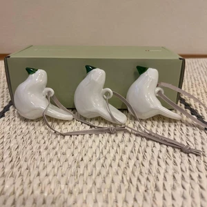 Iittala Oiva Toikka weiß Vogel Ornamente 3er Set Weihnachten Kunst Glas Finnland - Bild 1 von 6