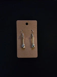 Fall Halloween Earrings Jewelry Witch Broom Silver-tone Dangle - Picture 1 of 3