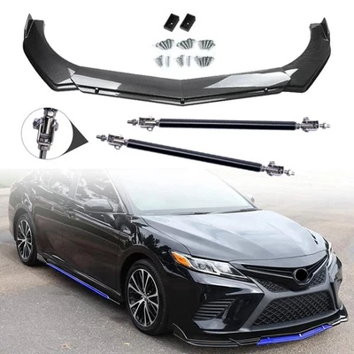 Carbon Front Bumper Lip Spoiler Splitter Strut Rod For Toyota Venza ABS Plastic​ Foto 1 de 4