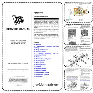 Manual de servicio de manipulador telescópico JCB 531-70 535-95 541-70 9813/9050 PDF - Imagen 1 de 1