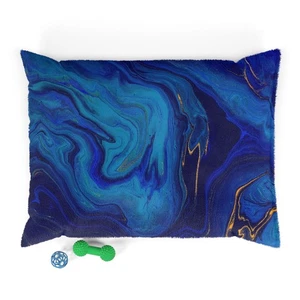 Cama para mascotas Ocean Waves, acogedora cama para perros, cama de felpa para gatos, cojín para mascotas de mármol azul - Imagen 1 de 10