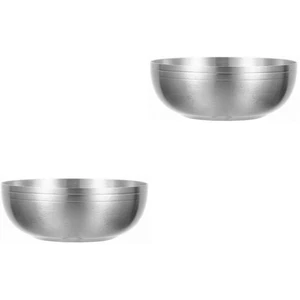 Paquete de 2 tazones de arroz de acero inoxidable para servir sopa doméstica fideos ramen - Imagen 1 de 12