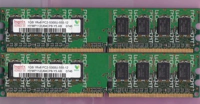 2GB 2x1GB PC2 5300 HYNIX HYMP112U64CP8-Y5 AB DDR2-667 DESKTOP Ram Memory Kit - Image 1 of 2
