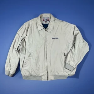 VTG Volvo Jacket Men’s Sz XXL Beige Collared Zip Pockets Swingster Destinations - Picture 1 of 12