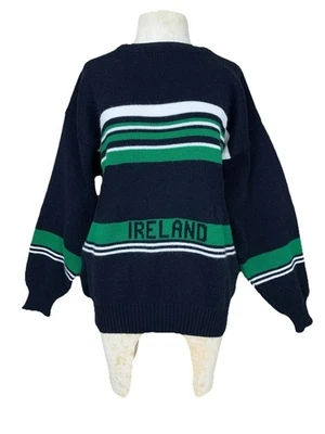 Винтажный Ирландии мужской размер маленький акриловый вязаный 4 листа клевер графический свитер - Изображение 1 из 4