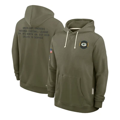 New Green Bay Olive 2025 Salute to Service Sideline Therma Sweatshirt Hoodie - Image 1 of 4