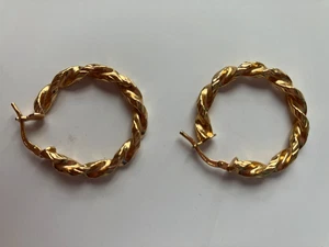 18K Gold Filled Hoop Earrings Marked OTC Italy - Picture 1 of 7