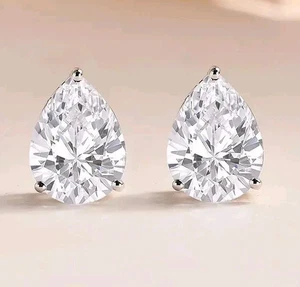 Aretes solitarios de diamantes blancos tratados de 7,80 quilates certificados, plata 925 - Imagen 1 de 6