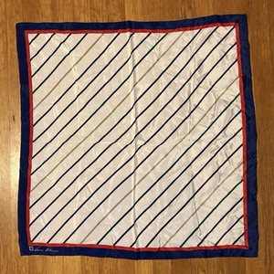 VTG Anne Klein Silk Scarf Women's Blue Red White Striped Pattern Vera Companies - Picture 1 of 8