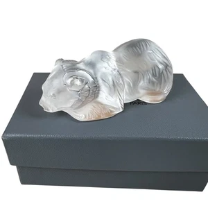 Estatuilla de pisapapeles con motivo de cachorro de oso en reposo de cristal Lalique firmada - Imagen 1 de 8