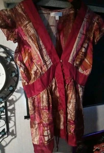 Kenar Size L Silk Button Front Ruffled Sleeve Blouse - Picture 1 of 7