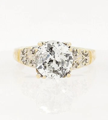 14K 2-Tone Gold 2.9g 1.7-Carat Diamond Chip Accent Engagement Ring Size-5.5 - Image 1 of 4