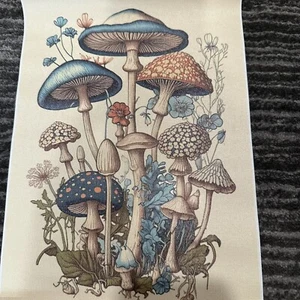 Wall Poster Mushroom Canvas Small Painting Mush Fungi Vintage Style Decor 8x12in - Picture 1 of 6