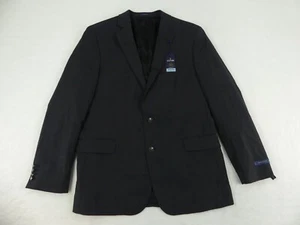 Stafford Blazer Mens 46 Long Classic Charcoal Grey Hopsack Wool Blend Stretch - Picture 1 of 23