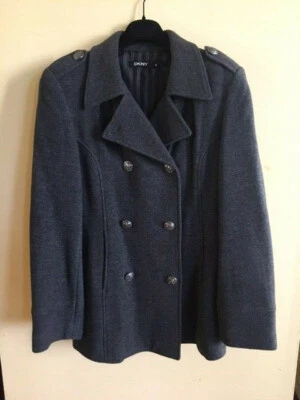 Chaqueta/abrigo militar gris de doble botonadura para mujer DKNY talla M Foto 1 de 4